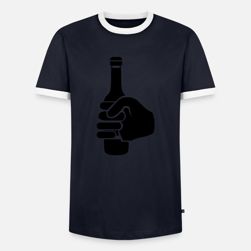 bier - Männer Kontrast-T-Shirt - Navy/Weiß 