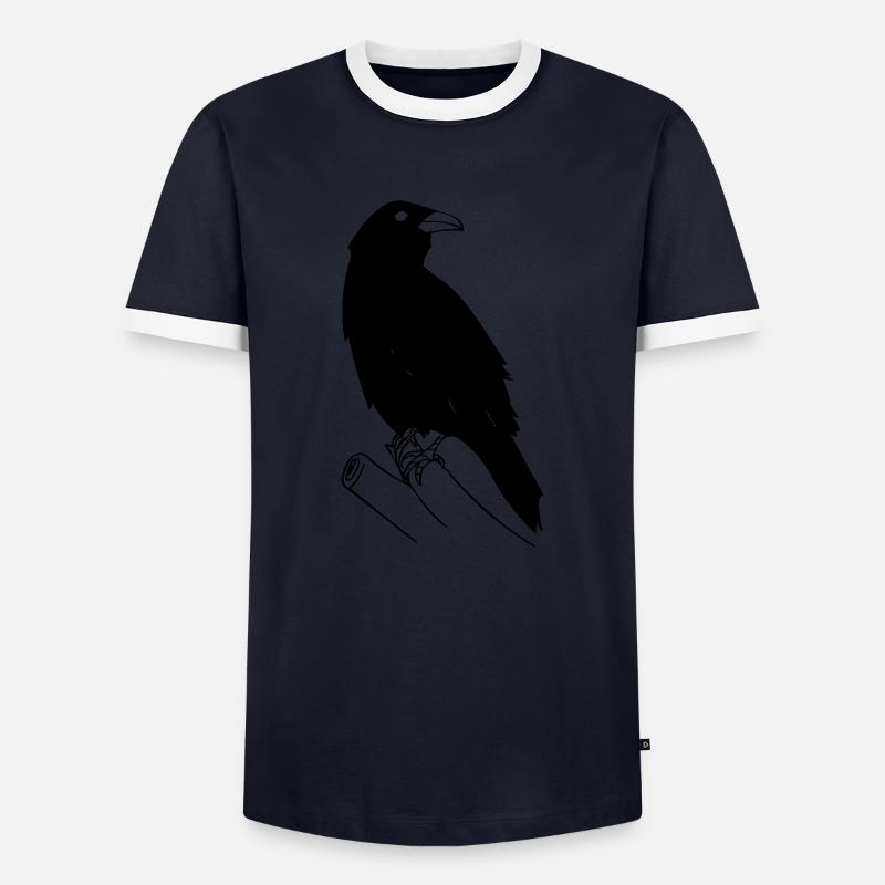 Krähe - Männer Kontrast-T-Shirt - Navy/Weiß