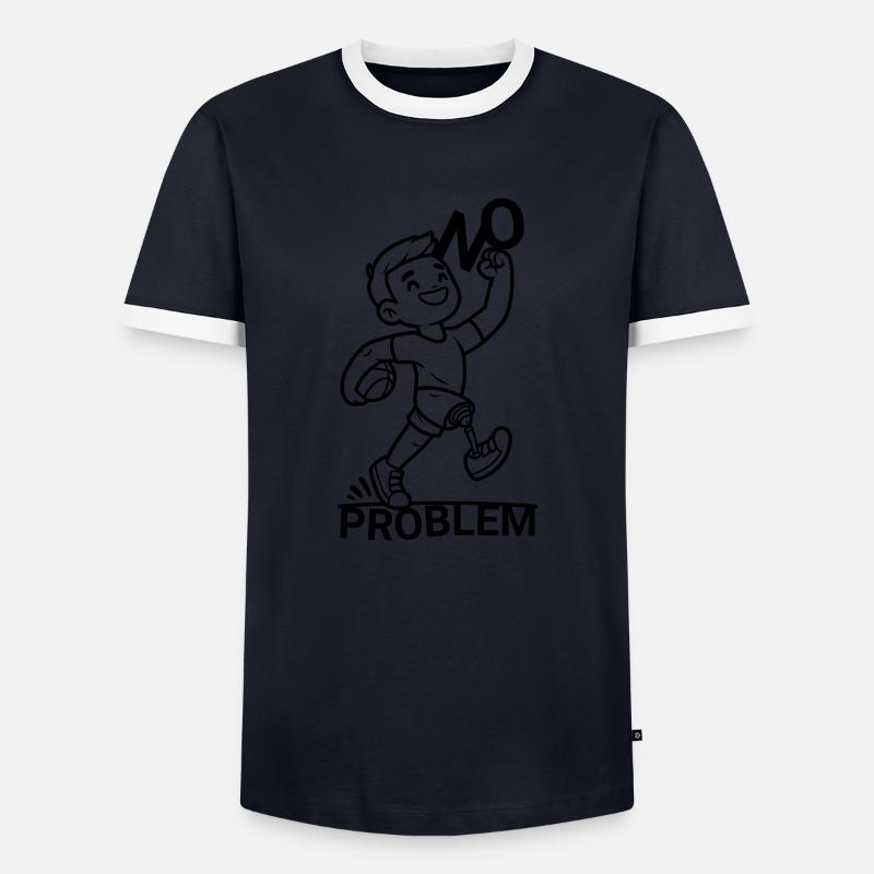 Bein Prothese ? Kein Problem ! - Männer Kontrast-T-Shirt - Navy/Weiß 
