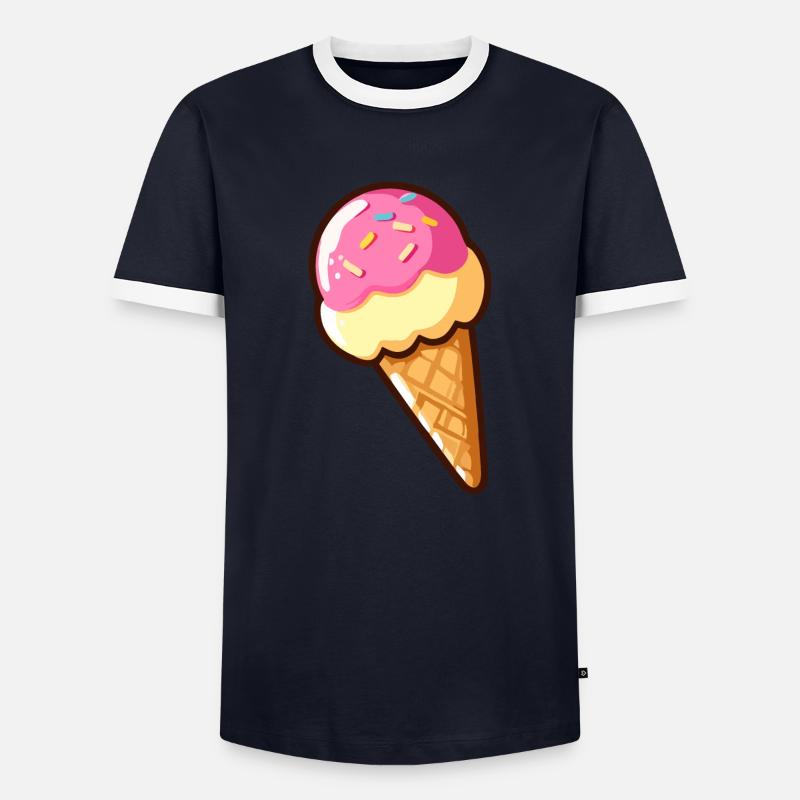 Erdbeer-Vanille-Eis - Männer Kontrast-T-Shirt - Navy/Weiß