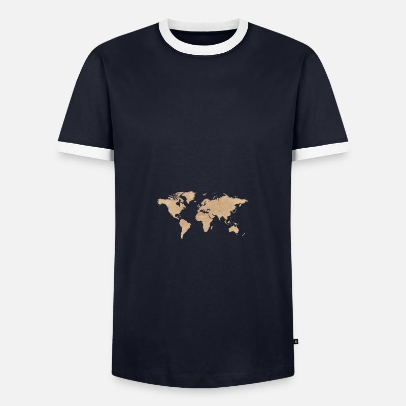 World map - Men's Ringer Shirt - navy/white 