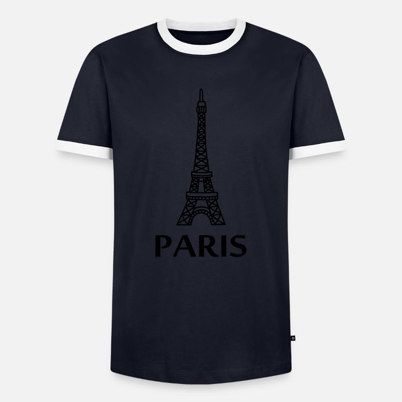 Paris - Eiffelturm - Männer Kontrast-T-Shirt - Navy/Weiß 