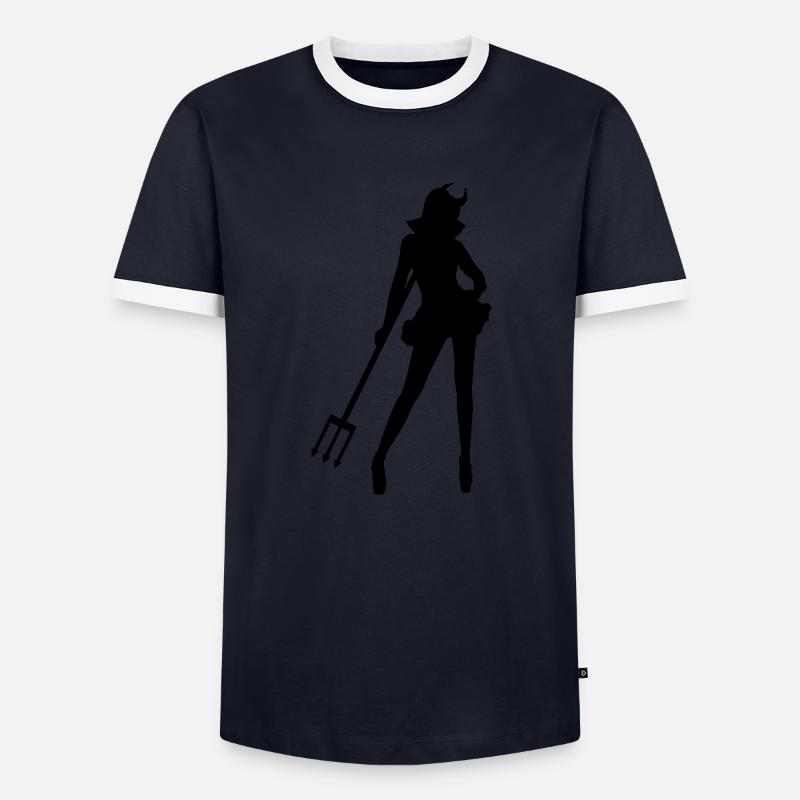Devil - Men's Ringer Shirt - navy/white 
