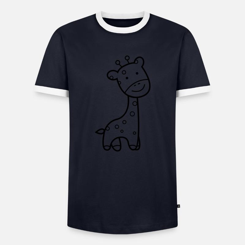 Giraffe - Männer Kontrast-T-Shirt - Navy/Weiß 