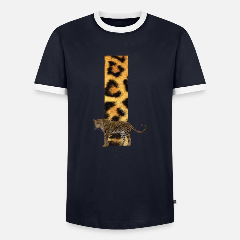 leopard i - Men's Ringer Shirt - navy/white 