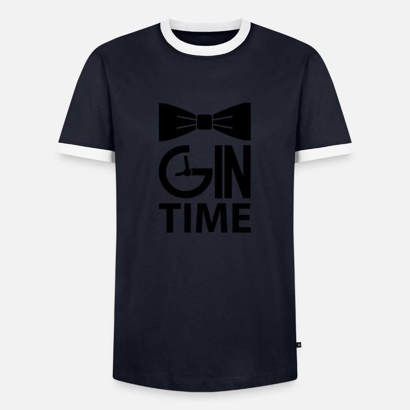 Gin Time - Männer Kontrast-T-Shirt - Navy/Weiß 