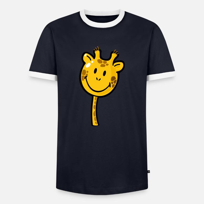 Smiley Giraffe - Männer Kontrast-T-Shirt - Navy/Weiß