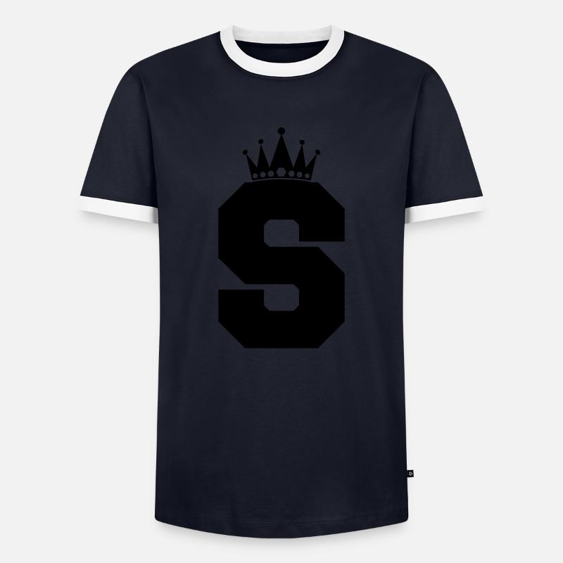 buchstabe S Krone - Männer Kontrast-T-Shirt - Navy/Weiß 