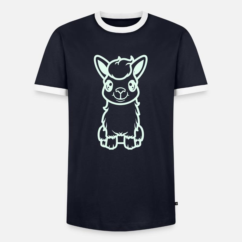 lama al paka comic - Männer Kontrast-T-Shirt - Navy/Weiß