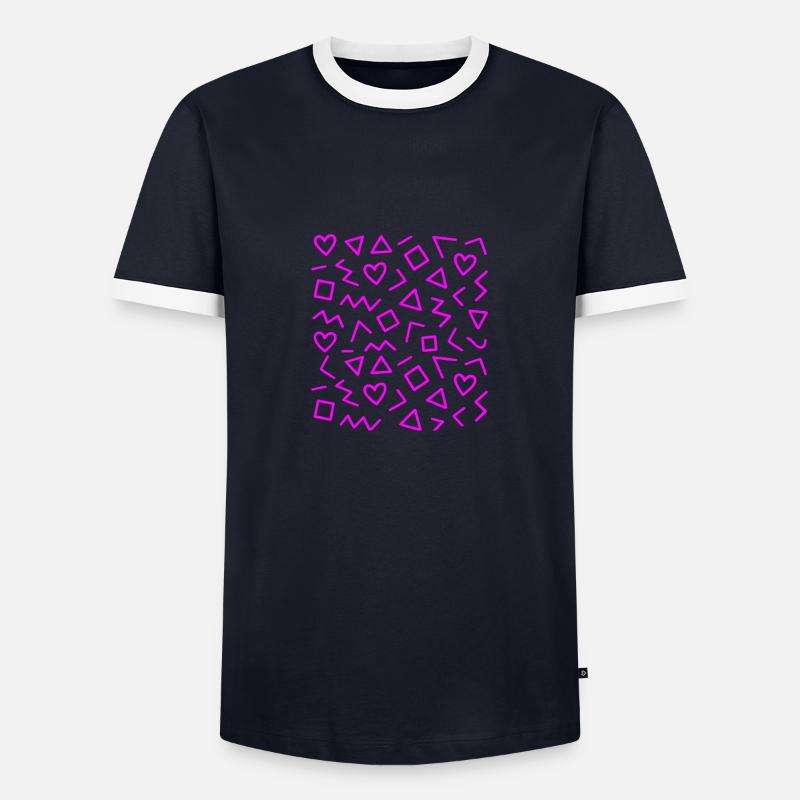 Geometric Pattern Design - Men's Ringer Shirt - navy/white