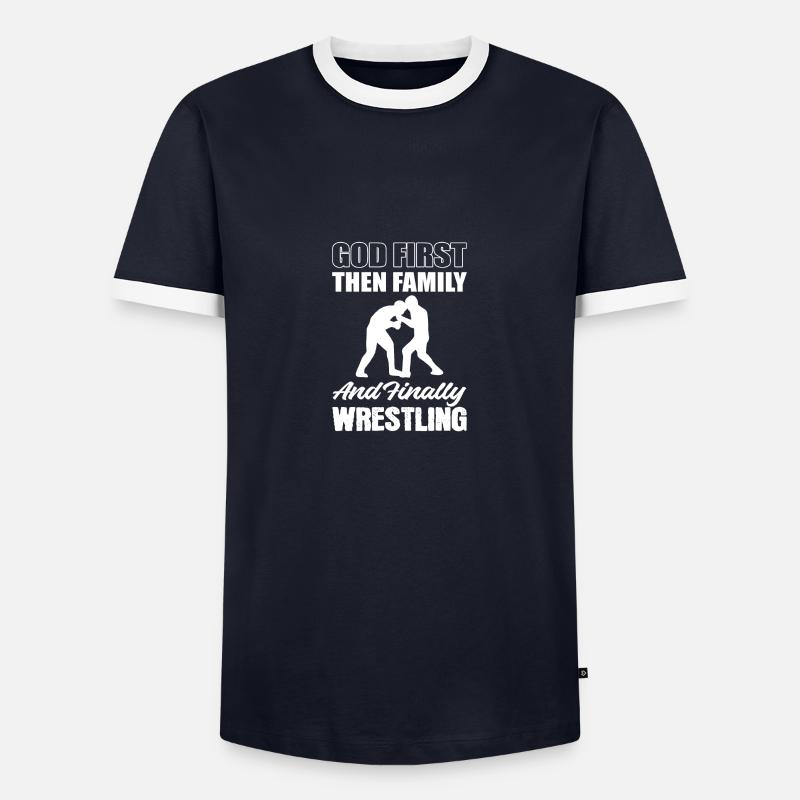 Endlich ringen Athlet Geschenk - Männer Kontrast-T-Shirt - Navy/Weiß