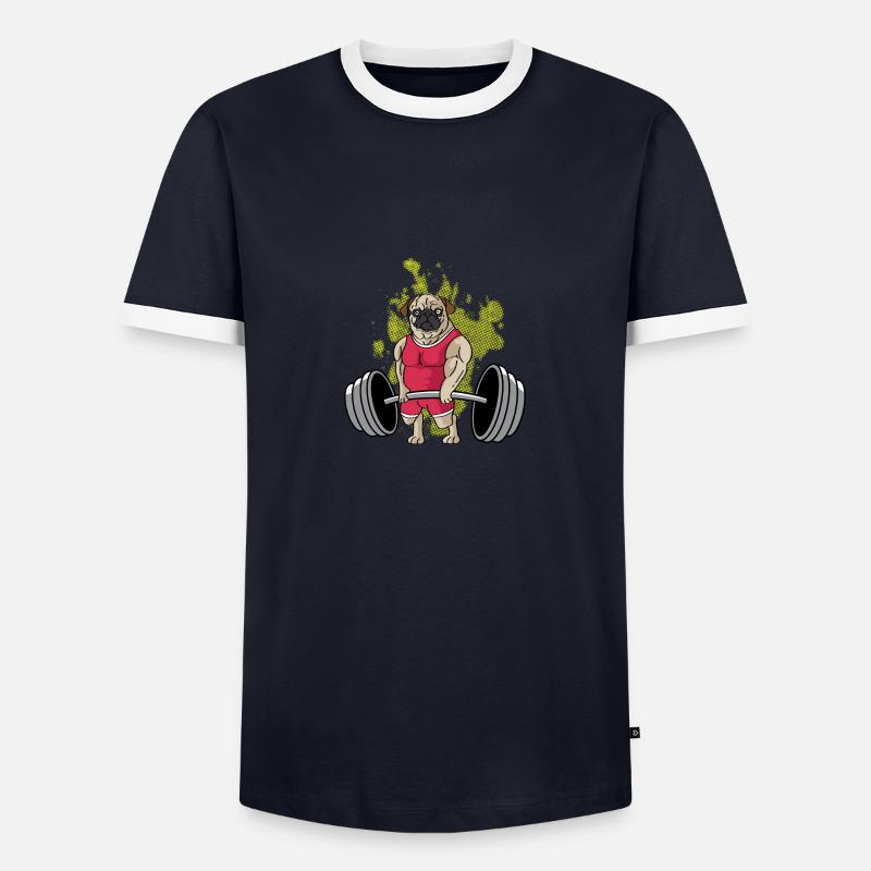 Mops -Gewichtheben Trainingstrainer Gift - Männer Kontrast-T-Shirt - Navy/Weiß 