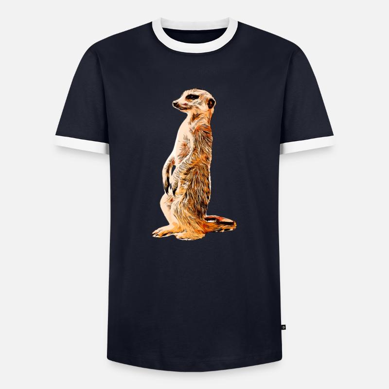 Erdmännchen - Männer Kontrast-T-Shirt - Navy/Weiß