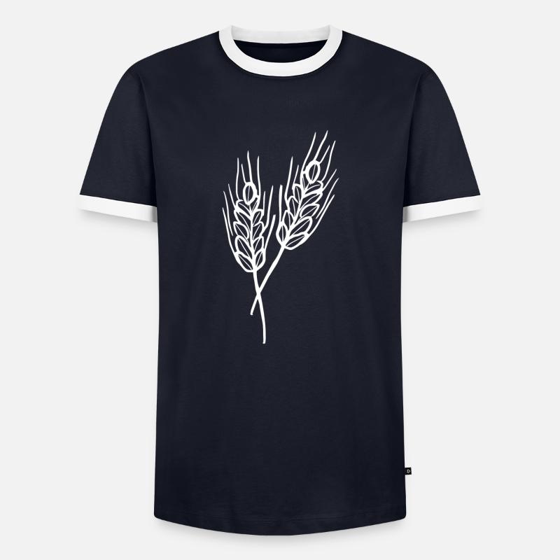 Weizen Illustration Brotbäcker Geschenkidee - Männer Kontrast-T-Shirt - Navy/Weiß 