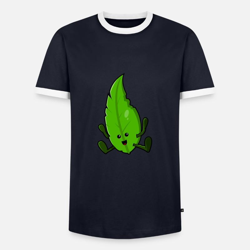 Happy Leaf - Men's Ringer Shirt - navy/white 