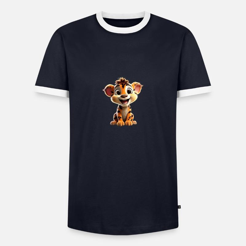 Fröhliches Löwenjunges - Männer Kontrast-T-Shirt - Navy/Weiß 