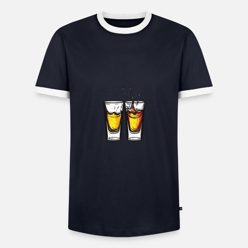 Tequila Gläser Vodka - Männer Kontrast-T-Shirt - Navy/Weiß 