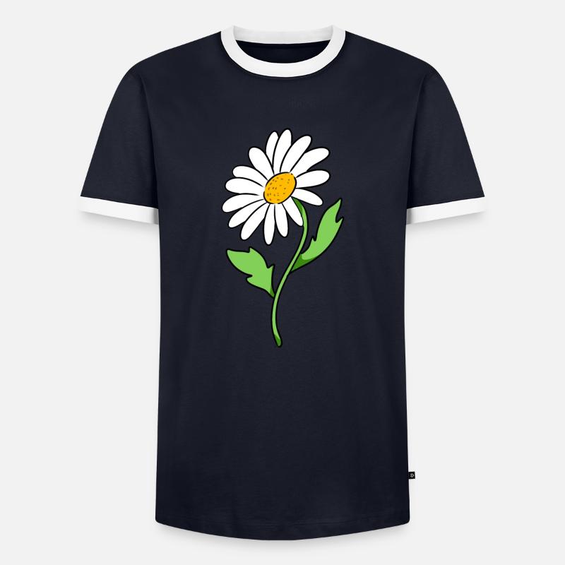 Gänseblümchen - Männer Kontrast-T-Shirt - Navy/Weiß 