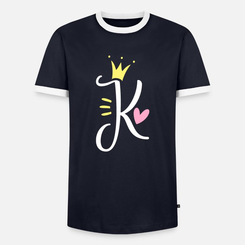 Buchstabe K Anfangsbuchstabe Krone - Männer Kontrast-T-Shirt - Navy/Weiß