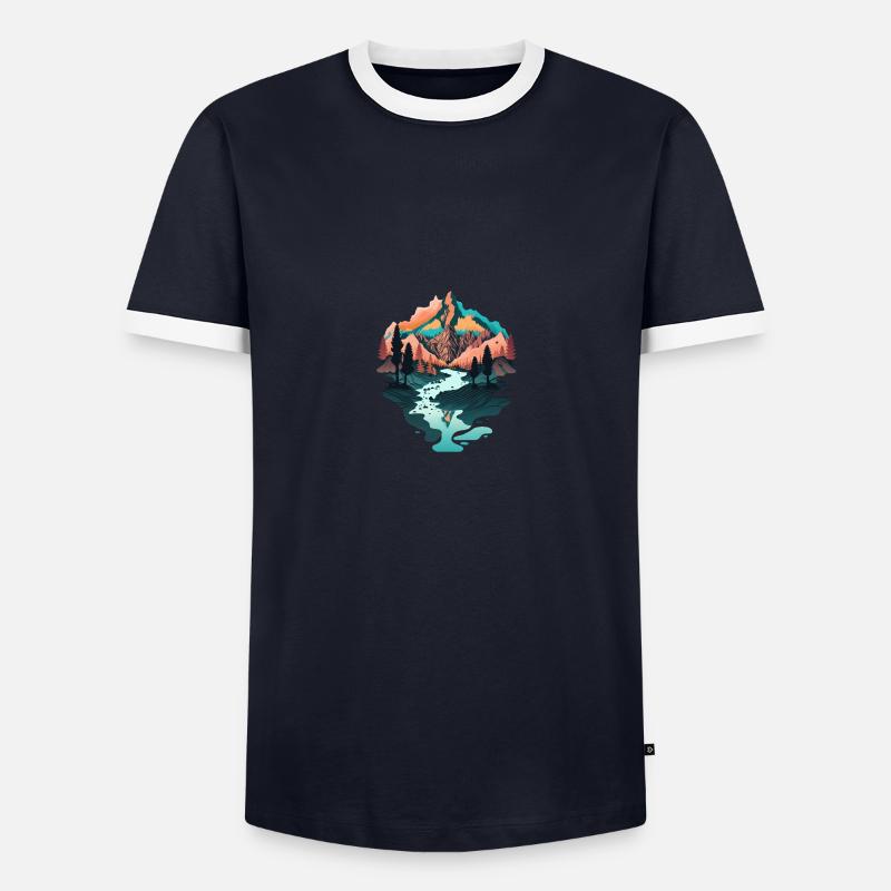 SURREAL - Männer Kontrast-T-Shirt - Navy/Weiß