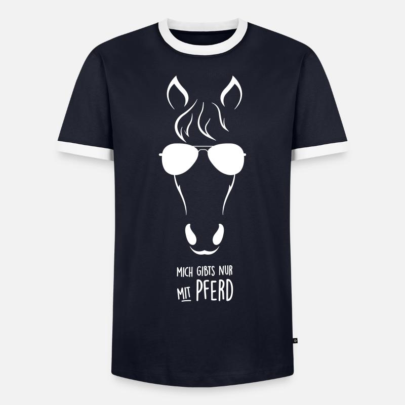 NUR mit PFERD - Männer Kontrast-T-Shirt - Navy/Weiß 