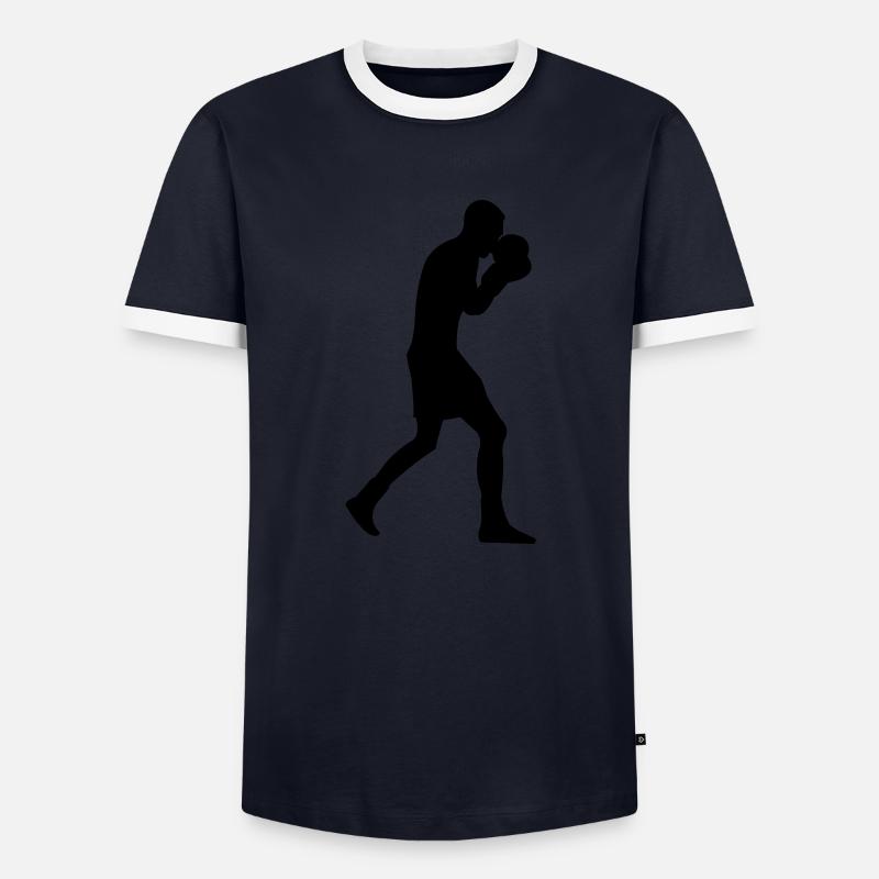 boxer - Männer Kontrast-T-Shirt - Navy/Weiß