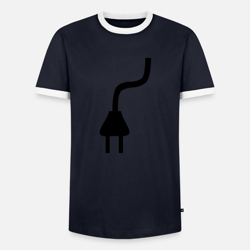 Kabelstecker - Männer Kontrast-T-Shirt - Navy/Weiß