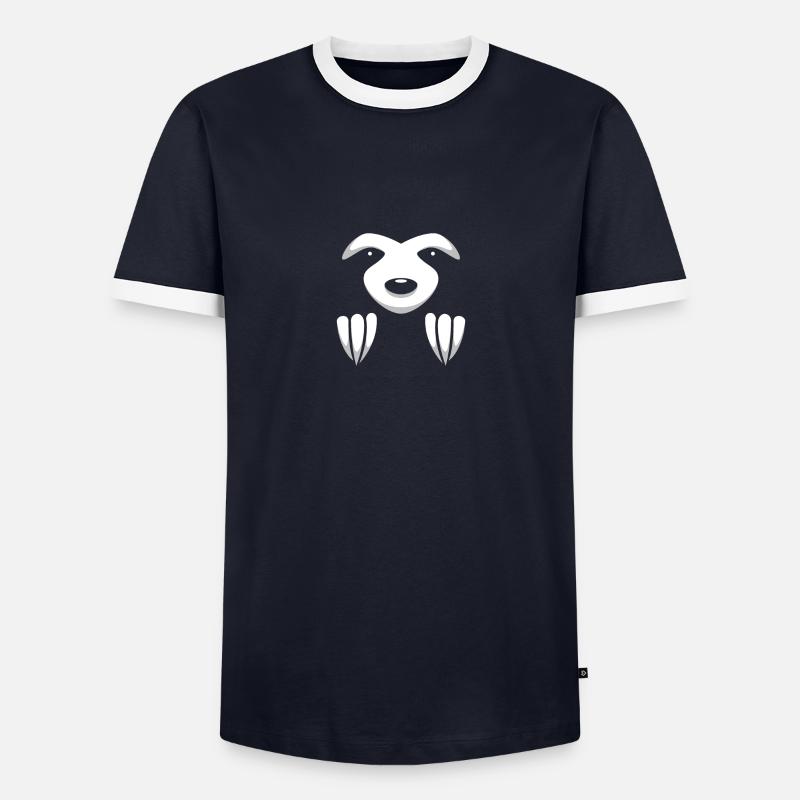 Sloth face - Men's Ringer Shirt - navy/white