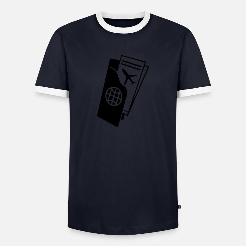 Plane ticket - Men's Ringer Shirt - navy/white 