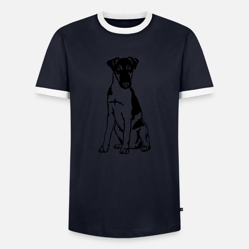 Fox terrier - Men's Ringer Shirt - navy/white 