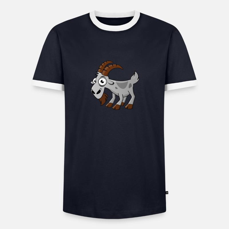 lustiger Comic-Ziegenbock - Männer Kontrast-T-Shirt - Navy/Weiß