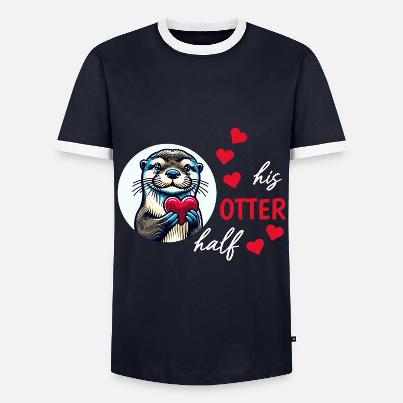 Otter half liebe geschenk - Männer Kontrast-T-Shirt - Navy/Weiß 