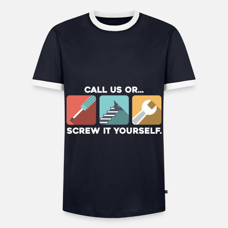 Handwerker - Männer Kontrast-T-Shirt - Navy/Weiß 