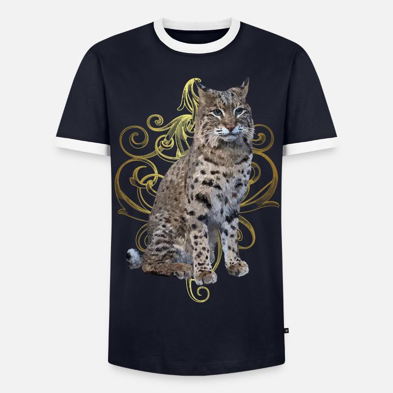 Luchs - Männer Kontrast-T-Shirt - Navy/Weiß 