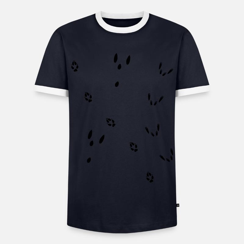 Fährte Fuchs, Hase, Eichhörnchen - Männer Kontrast-T-Shirt - Navy/Weiß 