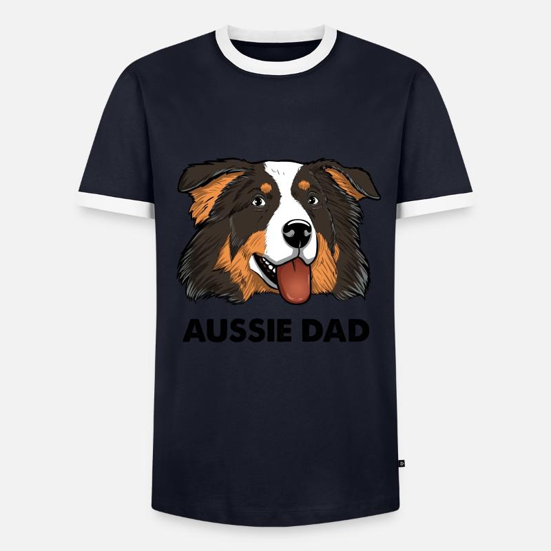 Aussie Dad Australian Shepherd Papa - Men's Ringer Shirt - navy/white 