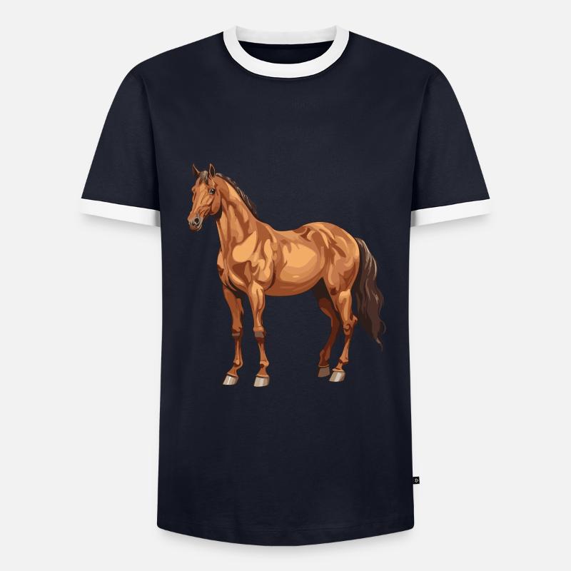 Pferd Tier - Männer Kontrast-T-Shirt - Navy/Weiß
