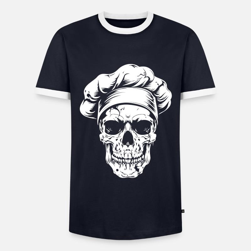 Koch Skull Chef - Men's Ringer Shirt - navy/white 