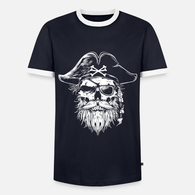 Pirate Skull - Men's Ringer Shirt - navy/white 