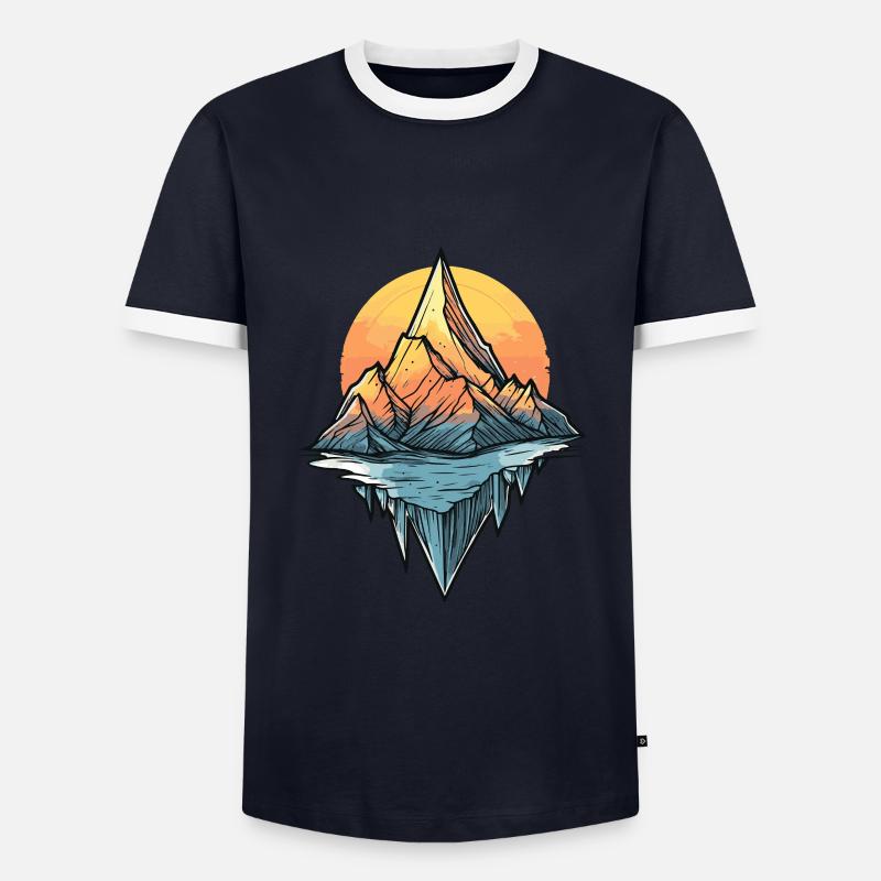 Mountains - Men's Ringer Shirt - navy/white 