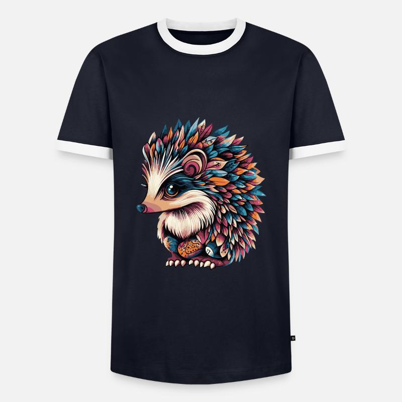 Igel - Männer Kontrast-T-Shirt - Navy/Weiß 
