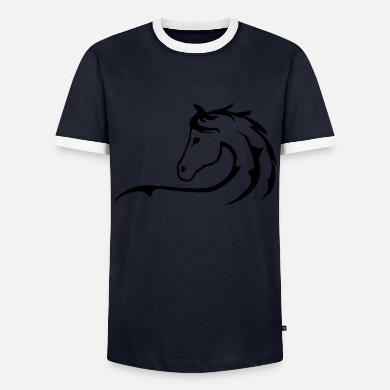 Pferd, Pferde, Pferdesilhouette - Männer Kontrast-T-Shirt - Navy/Weiß 