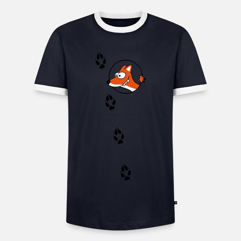 Fuchs Spuren - Männer Kontrast-T-Shirt - Navy/Weiß 