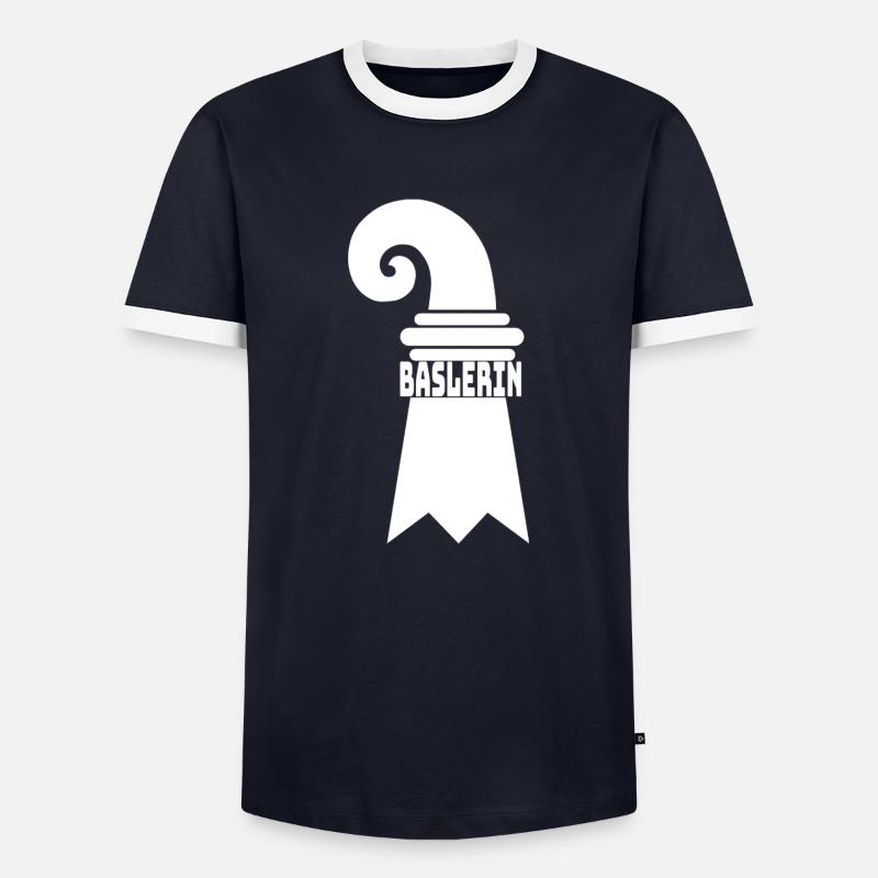 Baslerstab - Männer Kontrast-T-Shirt - Navy/Weiß