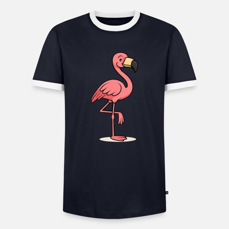 flamingo comic - Männer Kontrast-T-Shirt - Navy/Weiß 