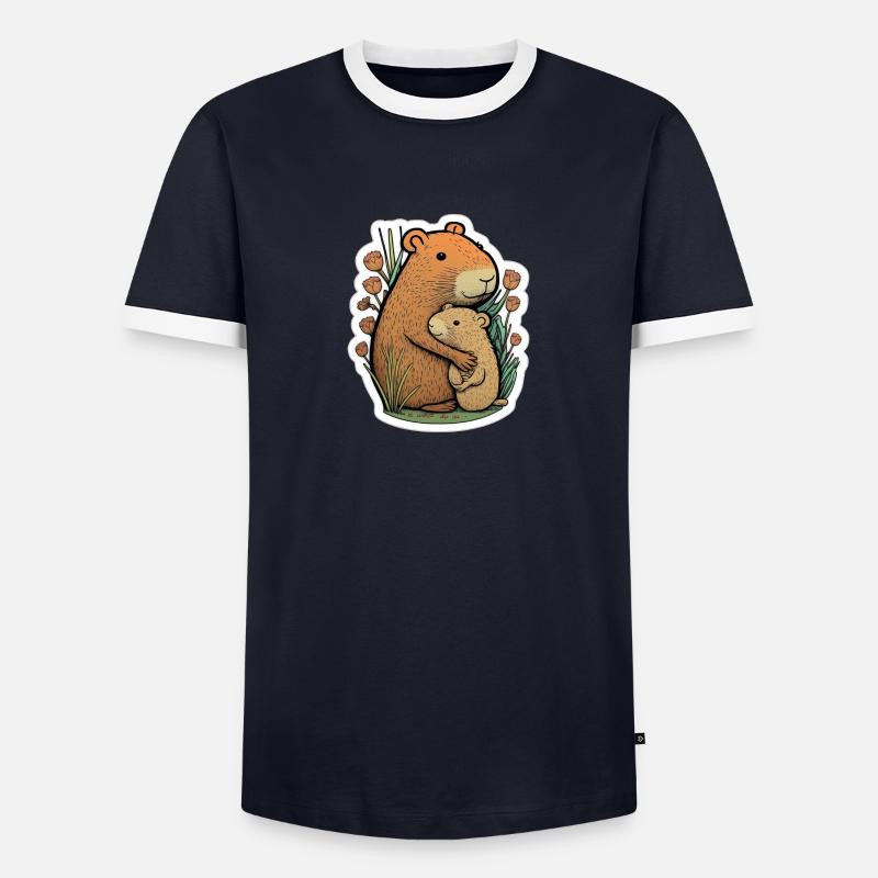 Capybara cuddles - Men's Ringer Shirt - navy/white 