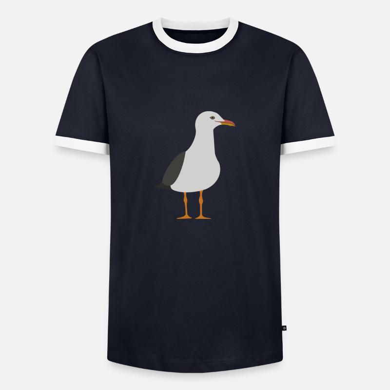 Möwe - Männer Kontrast-T-Shirt - Navy/Weiß 