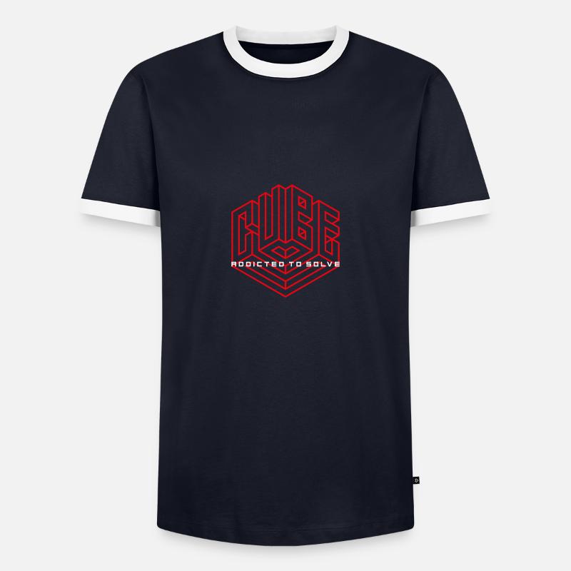 Addicted to solve. Cubing-Cube-Cuber-Speedcubing - Men's Ringer Shirt - navy/white 