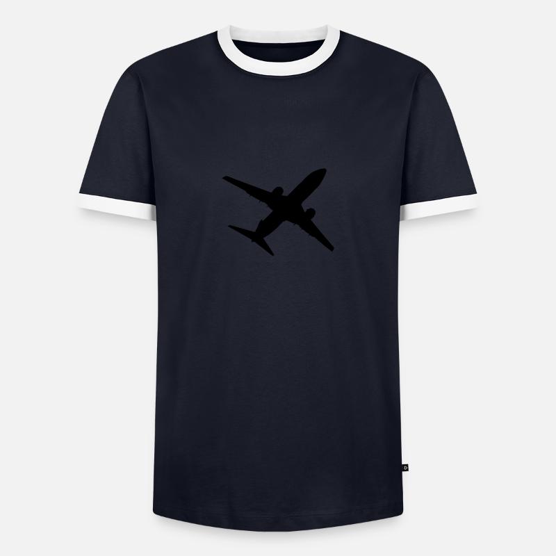 Flugzeug - Männer Kontrast-T-Shirt - Navy/Weiß 