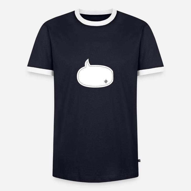 speech balloon patch - Men's Ringer Shirt - navy/white